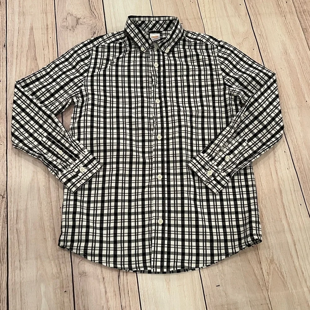 GYMBOREE boys Black and White Checkered dress Shirt/size 12